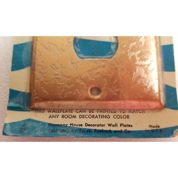 Mid Century 1961 Harmony House Triple Plug Wall Plate Antique Copper NOS USA  N6 - Picture 3 of 3